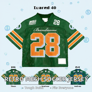 T-shirt en maille ample vintage unisexe à séchage rapide, style streetwear, sport rétro américain, coupe ample, football - Product Image 2