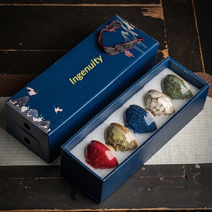 Taza de Té Casual Semielaborada al Horno, Taza Maestra de Cerámica, Set de Té Kung Fu, Set de Cuencos de Té con Esmalte de Color, Regalo para el Hogar Jianzhan Five - Product Image 2