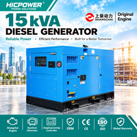 Groupe électrogène diesel 15 kVA 12 kW CE OEM, moteur Shangchai, vente en gros, alimentation de secours industrielle, usage hôtelier et agricole