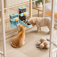 Fontaine à eau et mangeoire suspendues automatiques modernes en plastique solide pour chiens et chats – Système d'alimentation pour animaux de compagnie