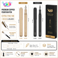 Pluma Estilográfica KAIX Extra Fina OEM de Cobre, Cuerpo de Latón con Acabado Negro, para Práctica de Escritura
