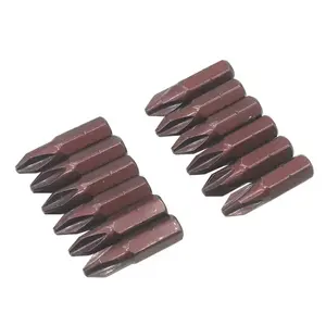 Tooljoy Brons Dwarswind Bits 25Mm Lengte Phillips Bits Korte Wind Elektrische Bits Ph0 Ph1 Ph2 Ph3