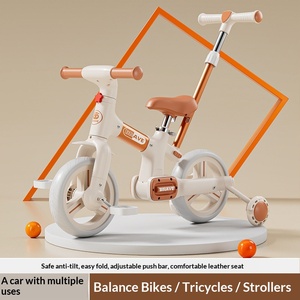 Vélo d'équilibre coulissant pour enfants, <span class=keywords><strong>tricycle</strong></span> à pédales 2-en-1 pour bébé, multifonctionnel, roues en mousse, siège en cuir, roues d'apprentissage <span class=keywords><strong>6</strong></span> pouces complètes - Product Image 2