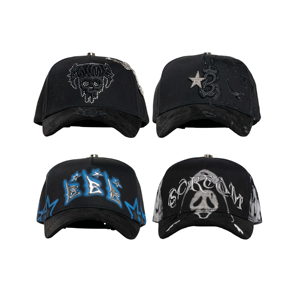 Nón kết 5 tấm tùy chỉnh OEM Barbas Hats Rich Forever, mũ bóng chày X Rich the Kid vành rộng chất liệu da lộn, mũ thể thao đính đá Barbas Hats X Ct - Product Image 1