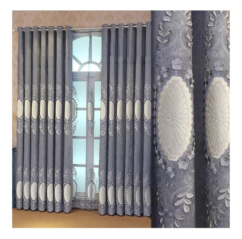 Personalizzato soggiorno camera di Stile In Rilievo grigio Tende Della Finestra di Modo Tende di Lusso