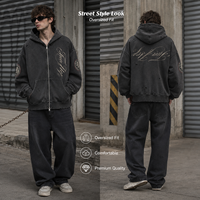 Sweat-shirt en coton épais pour homme, imprimé, à fermeture éclair intégrale, coupe décontractée, couche extra épaisse, hiver, grande taille, streetwear, veste à fermeture éclair