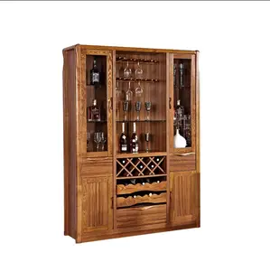 Armadietto per liquori antichi personalizzato con serratura e chiave industriale per vino con porta in rete Wine Bar cabinet con scaffale regolabile