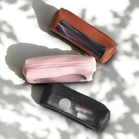 Pochette à crayons en PVC transparent avec fenêtre, en cuir PU, fermeture éclair, design élégant, trousse à maquillage pour étudiants
