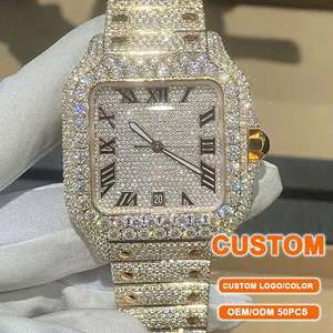 Reloj Mecánico Automático de Lujo Personalizado de Alta Calidad con Esfera Clásica Árabe, Moissanita y Característica Luminosa Estilo Hiphop - Product Image 1