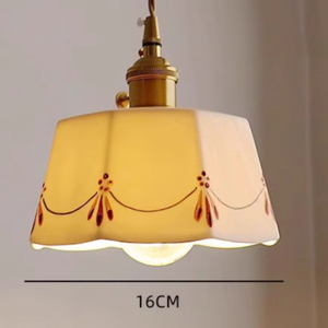 Lampe suspendue rétro <span class=keywords><strong>japonaise</strong></span> en laiton émaillée en céramique imprimée <span class=keywords><strong>abat</strong></span>-<span class=keywords><strong>jour</strong></span> décoration chambre bar comptoir lustre lumière - Product Image 3