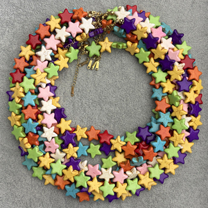 Nuova Collezione 2026: <span class=keywords><strong>Collana</strong></span> Artigianale con Perline Turchesi a Stella Arcobaleno da 15mm per Donne e Ragazze, Ideale per Vacanze Estive in Spiaggia - Product Image 1