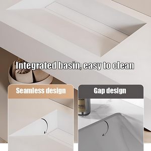 Meuble-lavabo mural moderne et minimaliste personnalisé pour salle de bain avec lavabo intégré et miroir rétroéclairé LED anti-buée - Product Image 4