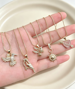 Collares de circonita con diseño de pájaro, colibrí, flecha, corazón y sol, joyería con dijes de animales para mujer - Product Image 5