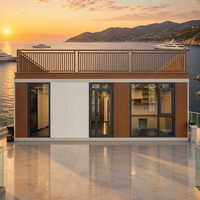 Maison conteneur modulaire de 30 pieds de hauteur et de largeur supplémentaires, avec revêtement mural en panneaux WPC Rose Gold, pour chantier et entrepreneur