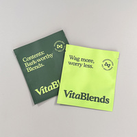 Sachet plat personnalisé avec logo, en aluminium et plastique, scellé sur 3 côtés, pour l'emballage de poudre de suppléments vitaminiques pour chiens, chats et animaux de compagnie