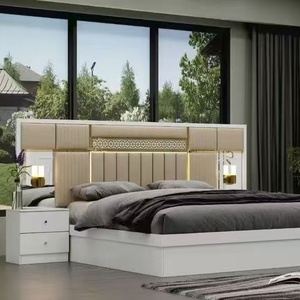 Ensemble de meubles de chambre à coucher Nova Luxury Modern Turkish Design 6 pièces, lit <span class=keywords><strong>King</strong></span>/Queen size, tête de lit capitonnée, rangement en bois - Product Image 1
