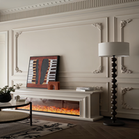 Cheminée électrique à effet de bois brûlé, vente chaude, encastrée au mur, décoration intérieure en langue française pour hôtel, utilisation TV, sans chauffage