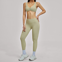 Ensemble de yoga 2 pièces pour femme avec logo personnalisé, leggings taille haute et brassière de sport, séchage rapide, respirant, tenue de sport et de fitness
