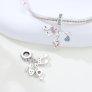 Original white copper <b>bead</b> <b>bracelet</b> - DIY colorful musical note pendant jewelry, personalized women's jewelry - Product Image 5