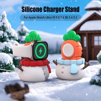 Support de chargeur Apple Watch SIKAI en silicone, adorable bonhomme de neige, support de montre de bureau avec gestion des câbles, accessoire cadeau de Noël