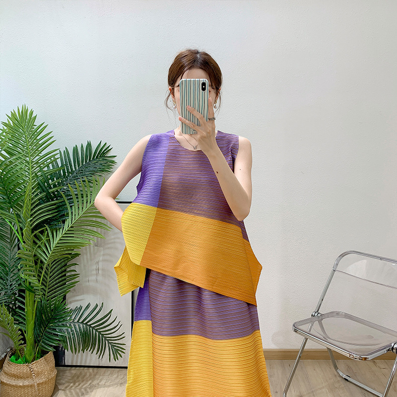 Jupe Longue Issey Miyake Plis Please - Taille M Japonaise, Gris Lavande, Occasion