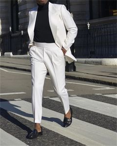 メンズスーツ 結婚式 白 ワイドピークドラペル スリムフィット 新郎 ブレザー <span class=keywords><strong>2</strong></span>ピース (ジャケット+パンツ) - Product Image 3