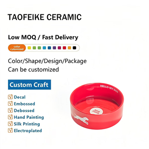 Gamelle en céramique rouge vif pour animaux, peu profonde, antidérapante, robuste, compatible avec les animaux à poils longs, 3 tailles, pour eau et nourriture, personnalisable avec logo OEM - Product Image 6
