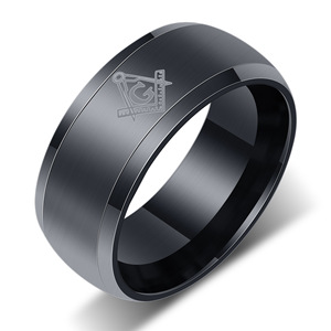 OEM ODM Klassieke Vrijmetselaarsring 8MM Laser Gegraveerd met Logo, 18K Goud Geplateerd RVS Sieraden, Herenring Groothandel 500 - Product Image 3