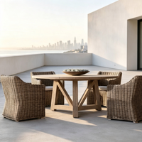 Ensemble de meubles de jardin en rotin, table et chaises de salle à manger pour 6 personnes, meubles de jardin en rotin