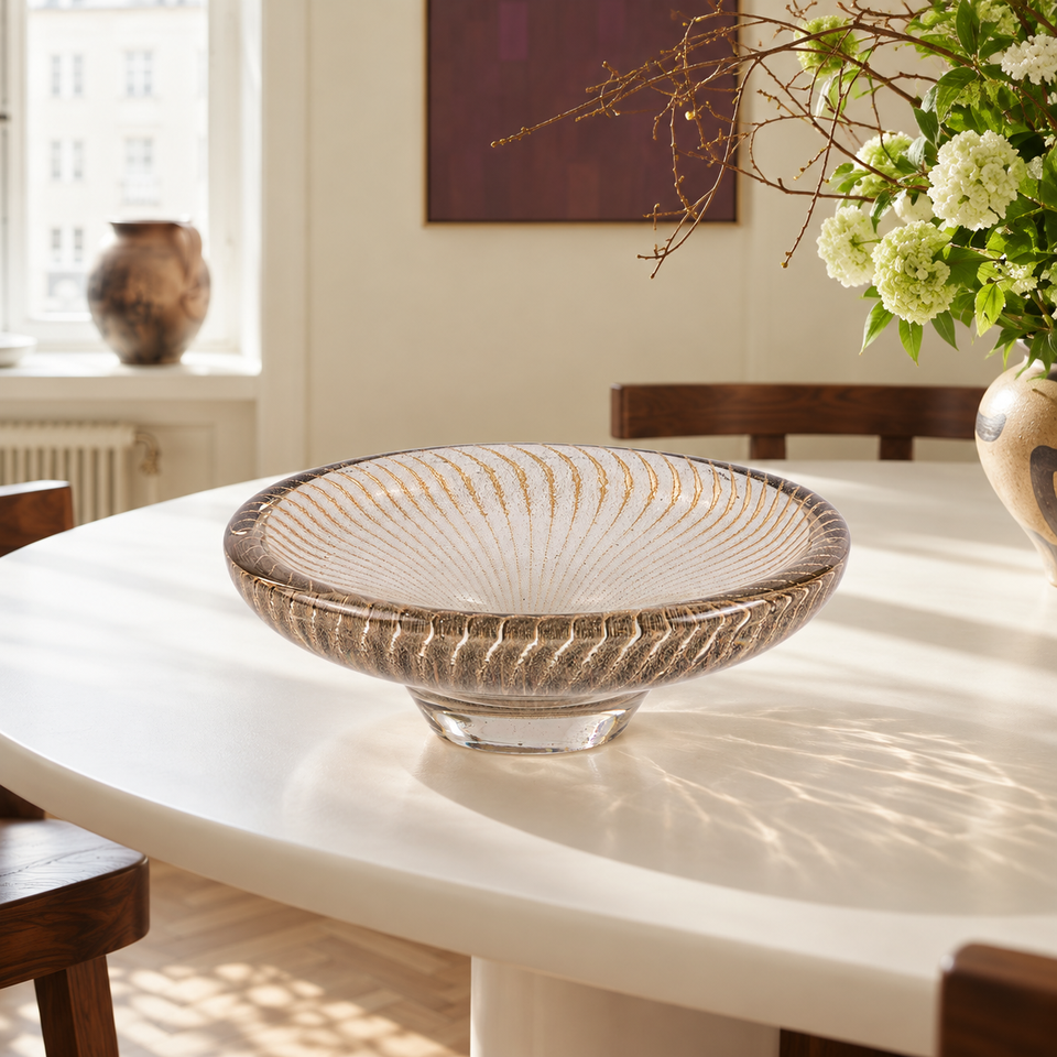 Clear Champagne Glass Decorative Tray with Elegant Gold Line Pattern ...
