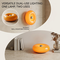 Lámpara de Pared LED Creativa de Vidrio con Interruptor Táctil, Recargable, para Sala de Estar, Dormitorio u Oficina, con Forma de Donut, Color Crema Naranja