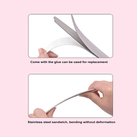 Kit de limes à ongles en acier inoxydable de remplacement, avec tampons amovibles double face (grains 100/180), manche métallique pour manucure