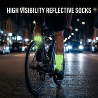 Chaussettes de course unisexes respirantes à haute visibilité fluorescentes pour la marche et le cyclisme nocturnes, mi-mollet, réfléchissantes