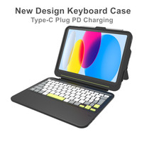 Clavier filaire bleu OEM/ODM avec étui en TPU pour iPad, compatible charge rapide 30W, Type-C, antichoc, support réglable, porte-crayon