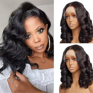 Perruque Ondulée Noire Carré <span class=keywords><strong>Mi</strong></span>-Longue en Dentelle Frontale, Meilleure Vente en Gros, Populaire en Afrique, en Europe et en Amérique, en Stock - Product Image 2