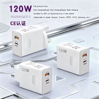 Cargador USB de Alta Calidad con Enchufe Europeo, Estadounidense y Británico de 120w y Cargador USB Tipo C Dual de 120w con Carga Súper Rápida para Teléfono