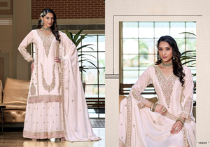 Salwar Kameez de mariage ethnique de style chinon non soyeux de qualité supérieure pour femmes avec de riches embellissements - Product Image 5