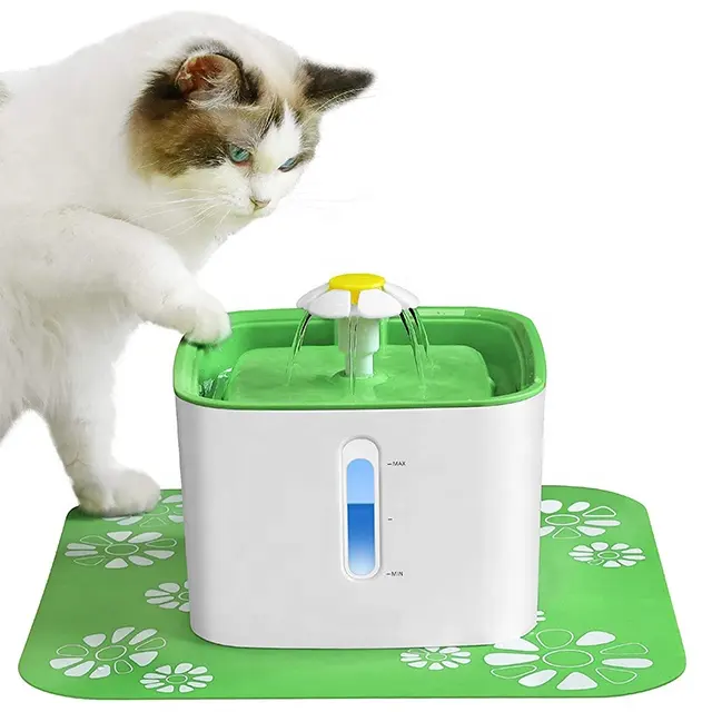 Super tranquilo 2.5L Pet automática de la fuente de agua dispensador con 3 filtros de recambio y 1 alfombrilla de silicona para perros y gatos