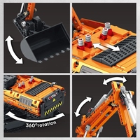 Reobrix 22003 Excavadora Mecánica Motorizada, Camión con Control Remoto por Aplicación, Vehículo RC, Bloques de Construcción de Plástico, Juguetes de Ladrillos