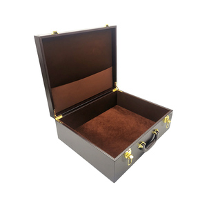 Custom Large Wooden <strong>Decorative</strong> Storage Leather <strong>Box</strong> Wooden Leather Treasure Chest <strong>Box</strong> <strong>with</strong> Hinged <strong>Lid</strong> - Product Image 6