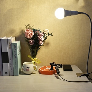 Douille de lampe de bureau flexible en aluminium E27 avec base à vis large, adaptateur à clipser et col extensible - Product Image 1