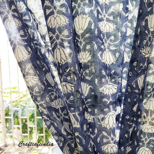 Rideau en coton sur toile épaisse avec poche à tringle rideaux transparents indiens avec rideau imprimé bohème de motif imprimé en blocs - Product Image 1