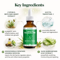 Minyak Cyperus Rotundus 60ml Penjualan Terlaris Lintas Negara, Minyak Pijat dengan Botol Pipet Biji untuk Menghilangkan Rambut & Kulit Halus Lembut