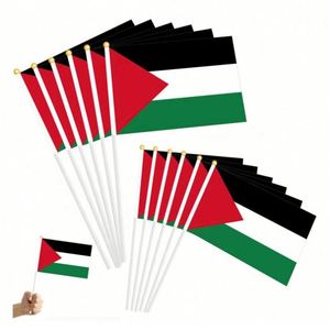 Banderas de Palestina al por Mayor, Listas para Enviar, Mini Banderas de Mano Personalizadas, Estilo Bandera, de Fibra de Vidrio, para Eventos y Desfiles - Product Image 4
