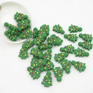 Hot Selling Baby Christmas Tree Gift BPA Free Beadable Pen Silicone Charms For Baby DIY Necklace Bracelet Making