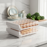Organisateur d'œufs à deux niveaux avec plateaux coulissants et marqueur de mois, boîte de rangement non toxique de qualité alimentaire pour garde-manger ou comptoir, capacité 40 œufs