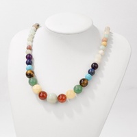 Collier artisanal unisexe plaqué or avec perles de guérison en pierres naturelles des sept chakras, style tendance, cadeau idéal