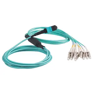 MTP Multimode Om3 12 Core 3m Mpo Fiber Optic Patch Cord MPO To LC Breakout Cable
