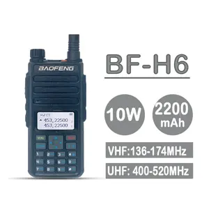 뜨거운 판매 Baofeng H6 듀얼 밴드 햄 라디오 하이 파워 10w 모바일 양방향 라디오 핸드 헬드 워키 토키 BF-H6