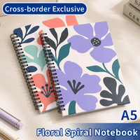 Carnet à spirale A5 à imprimé floral abstrait, journal ligné personnalisé avec logo, agenda, papeterie, fournitures scolaires pour étudiants, ensemble de cahiers